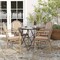 Merrick Lane Celia Set of Four Stacking Thonet Bistro Style Chair with Arms, PE Rattan Seat, and Metal Frame for Indoor/Outdoor Use